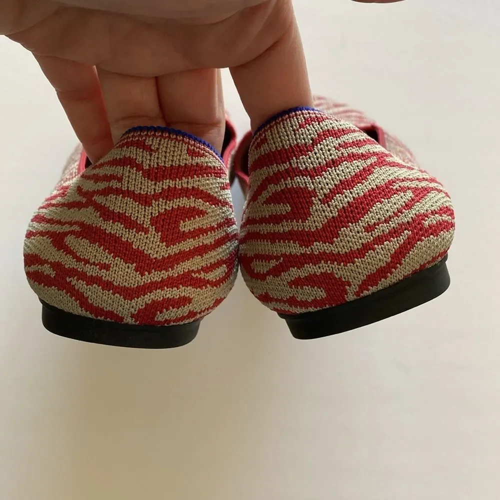 Rothy’s loafer red zebra women’s 9 nine tan EUC slip on retired